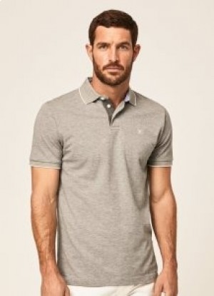  Hackett Classic Fit Polo a maniche corte da uomo grigio chiaro