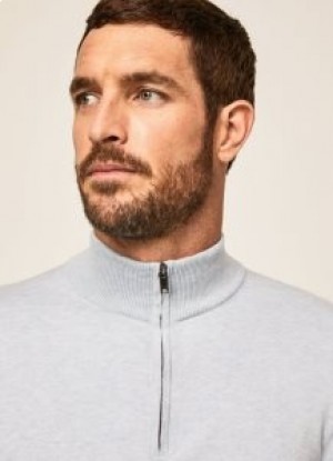  Maglieria da uomo in jersey di cotone con mezza zip Hackett blu