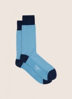  Calzini in lana a spina di pesce Hackett da uomo, verde menta, blu navy