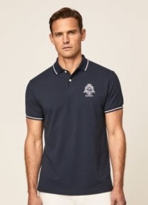  Hackett Classic Fit Heritage Polo a maniche corte da uomo blu navy