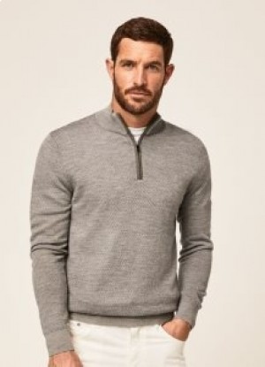  Maglione in lana con zip Hackett Uomo Maglieria Grigio