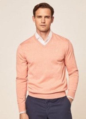 Maglieria da uomo in jersey di cotone con scollo a V Hackett