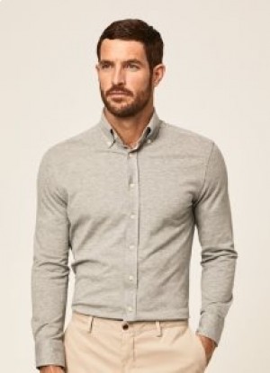  Camicie da uomo in cotone piqué slim fit Hackett grigio