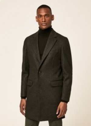  Pánské bundy Hackett Classic Wool Cashmere Overcoat Šedá