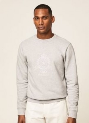  Pánské mikiny Hackett Heritage Logo Crew Neck Jumper Šedá