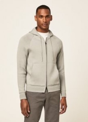  Hackett Pima Bavlna Pánská mikina s kapucí na zip Šedá Šedá