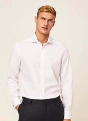  Hackett Slim Fit Katoenen Poplin Heren Overhemden Wit