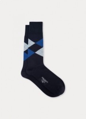  Hackett Diamond Print Sokken Heren Marineblauw Rood