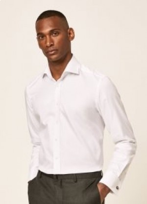  Hackett Slim-fit Oxford Katoenen Herenoverhemden Wit