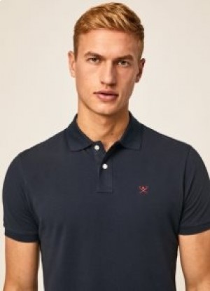  Hackett Pique Poloshirt met korte mouwen voor heren in marineblauw