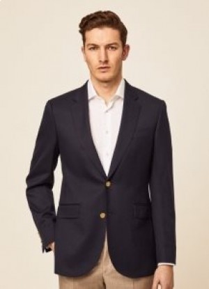  Hackett Heren Wollen Blazers Marineblauw