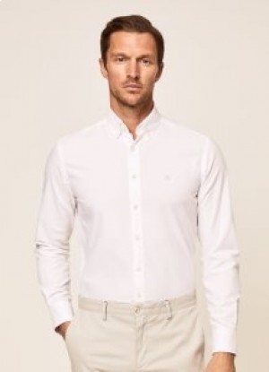  Hackett Slim-fit Oxford Miesten paidat Valkoinen