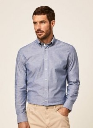  Ανδρικά πουκάμισα Hackett Slim Fit Chambray από βαμβάκι