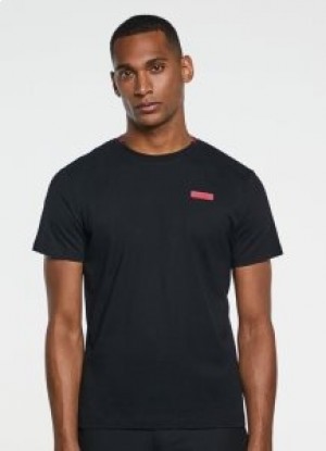  Ανδρικό T-shirt με λογότυπο Hackett, μαύρο