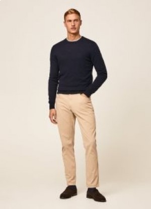 Ανδρικό παντελόνι Hackett με 5 τσέπες Regular Fit Beige