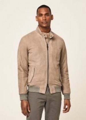  Hackett Suede Harrington Jackets Ανδρικά Γκρι Καφέ