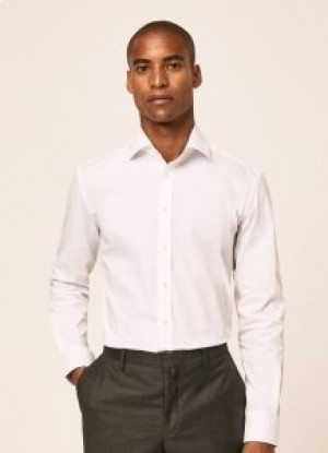 Ανδρικό πουκάμισο Hackett Slim Fit από βαμβάκι λευκό