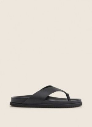  Flip Flops din piele Hackett cu curele de deget Bărbați, negru