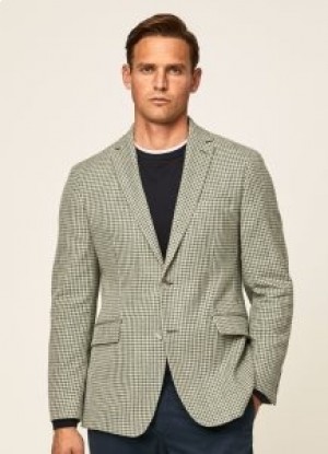  Hackett Houndstooth Blazers Erkek Yeşil Bej