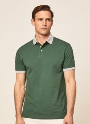  Hackett Classic Fit Pique kortermet poloskjorte herre olivengrønn