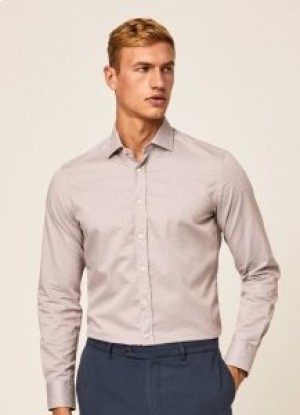  Hackett Slim Fit Printed Cotton Men's Léinte Liath Dearg