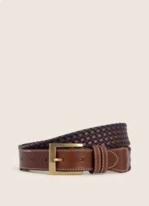 Hackett Braided Leather Belts for Men Blue