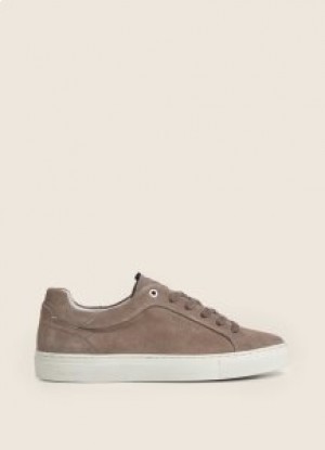 Hackett Suede Cupsole Sole Sneakers Men Light Grey