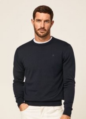 Hackett Rounded Collar Jumper Men's Knitwear Navy Blue