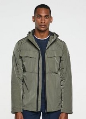 Hackett Waterproof Hood Jackets Men Olive Green