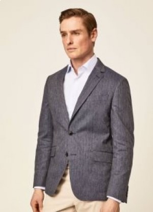 Hackett Herringbone Men's Blazers Navy Blue