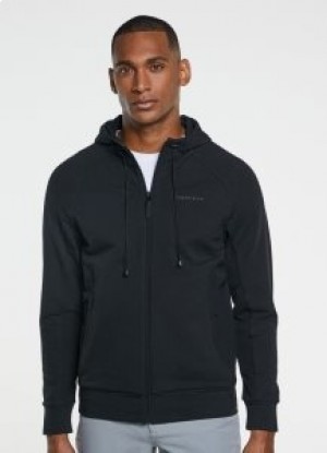  Čierne pánske mikiny s kapucňou Hackett Zip Hoodie