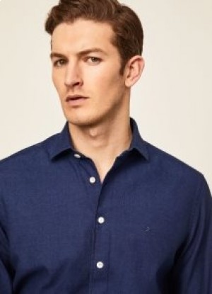  Hackett Slim Fit Denim Shirts Pánske námornícka modrá