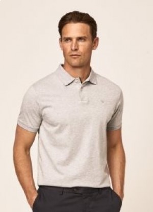  Hackett Pima Camisa Polo Manga Curta Masculina Cinza Claro
