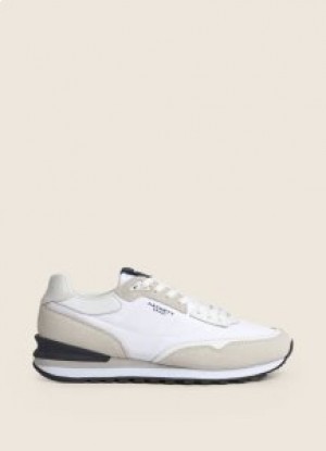  Hackett Combined Sneakers Sapatos casuais masculinos brancos