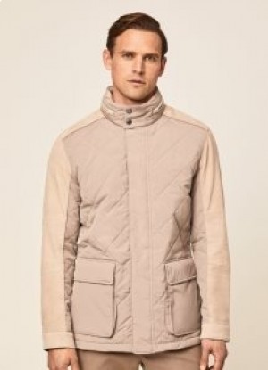  Hackett Jaquetas Acolchoadas Resistentes à Água Masculinas Cinza