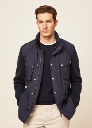  Hackett Velo Hybrid Knit Jackets Homens Azul Marinho