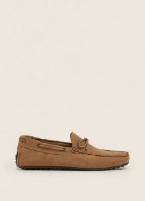  Hackett Suede Driver Loafers Masculino Marrom Sapatos Casuais