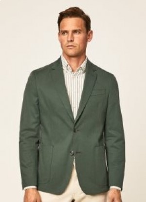  Hackett Tencel Blazers Masculinos Verde Escuro