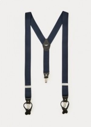  Hackett Leather Detailed Braces Abotoaduras Masculino Azul Marinho