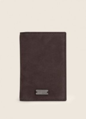  Hackett Carteiras de couro masculinas verde oliva