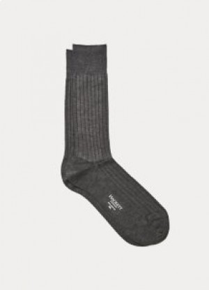  Hackett Meias de Algodão Ribbed Masculinas Cinza