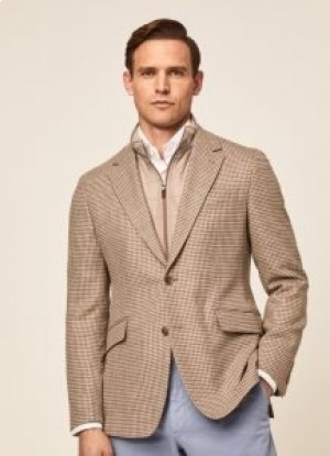  Hackett Blazers de lã multicamadas para homens cinza marrom bege