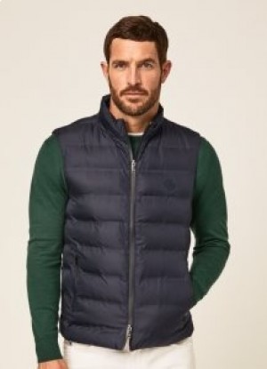  Hackett Slim Fit Quilted Gilet Jaquetas Masculinas Azul Marinho