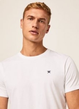  Camiseta masculina com logotipo bordado Hackett Basic branca