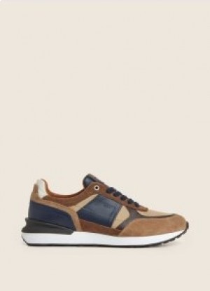 Tenis Hackett Suede-detailed Combined Sneakers Masculino Marrom