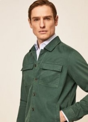  Hackett Slim Fit Cotton Overshirt Camisas Masculinas Verde