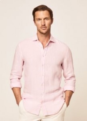  Chemises Slim Fit en lin pour hommes Hackett Rose