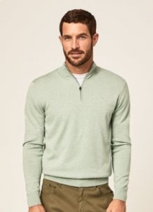  Pull en jersey de coton demi-zip Hackett pour homme, vert