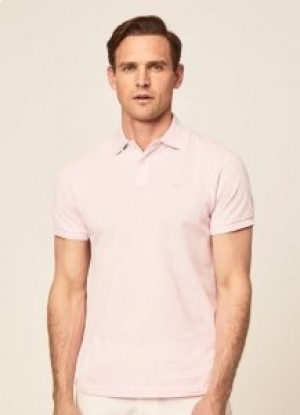  Polo piqué à manches courtes Hackett pour homme en rose clair