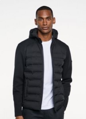 Sweat à capuche zippé matelassé Hackett pour hommes, noir